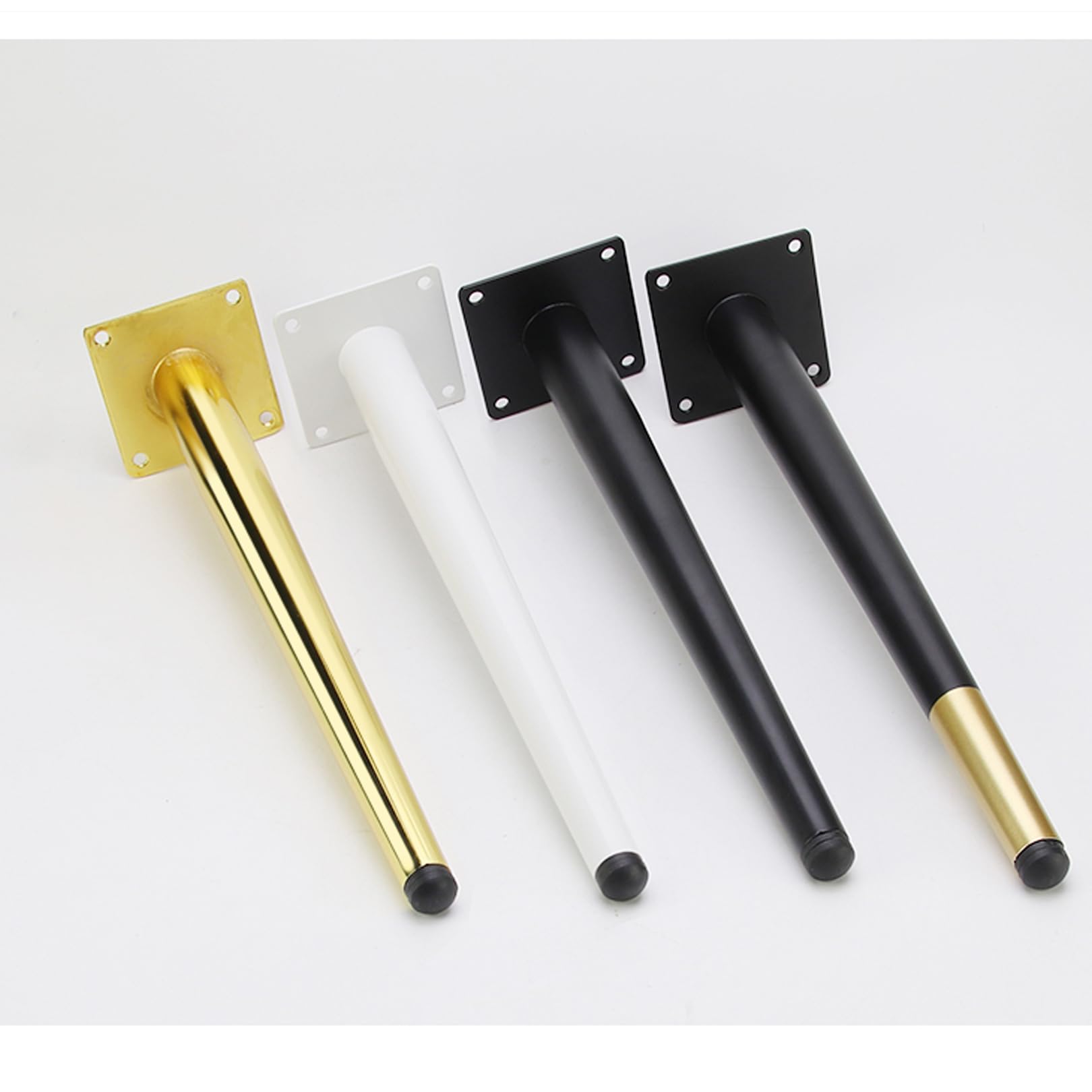 4 Pezzi Piedini Regolabili per Mobili Conico Piedi per Tavolino Gambe di Ricambio Obliquo per Divano Poltrone Cabinet Letto Tavolo Armadio Cassetti,con Viti (Bianco+Oro,40cm)