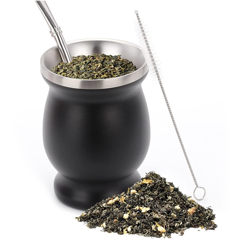Tasse Yerba Maté en acier inoxydable 230ml avec paille cuillère et brosse