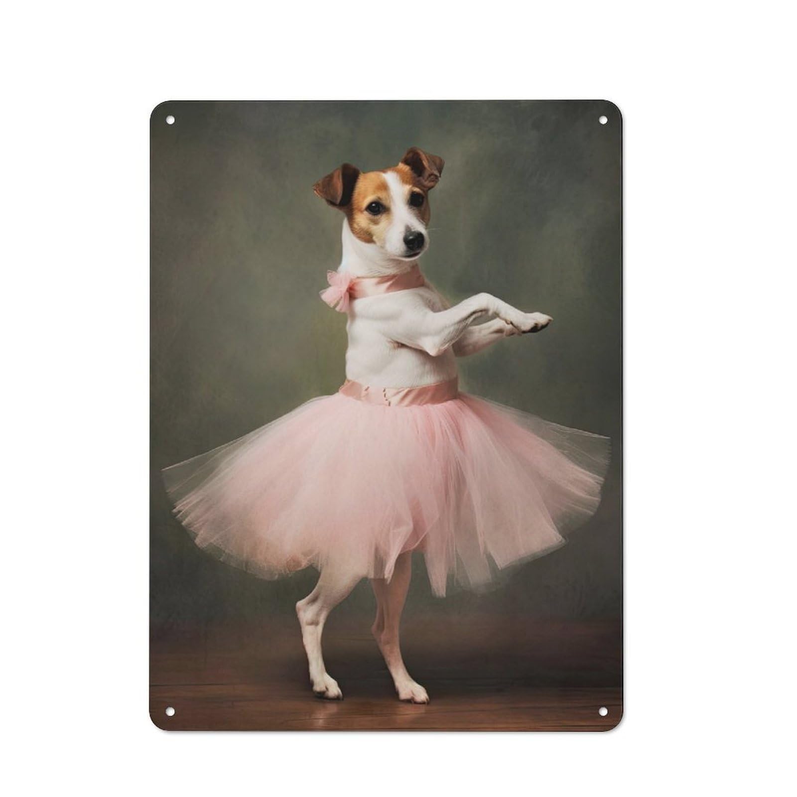 Junmoney Jack Russell Dog Ballerina Decorative Tin Plaque 40X30cm, Vintage Bar Wall Plaque For Bar, Kitchen, Garage Or Games Room