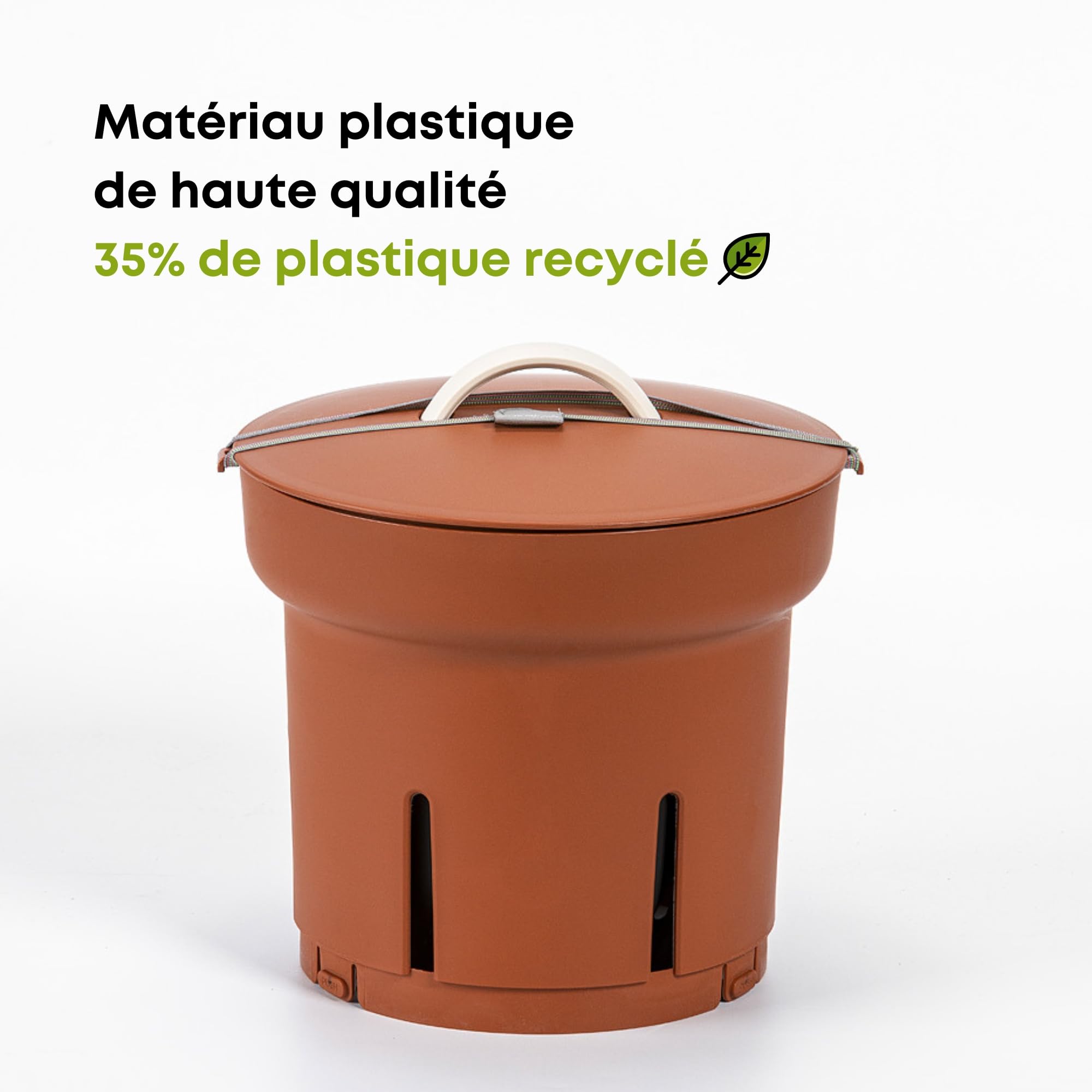 Urbalive Lombricomposteur 12L - pour Le lit Surélevé de Jardin - Bac à Compost pour Déchets Organiques - Sceau Extérieur avec Couvercle- en Plastique Recyclé, Terre Cuite