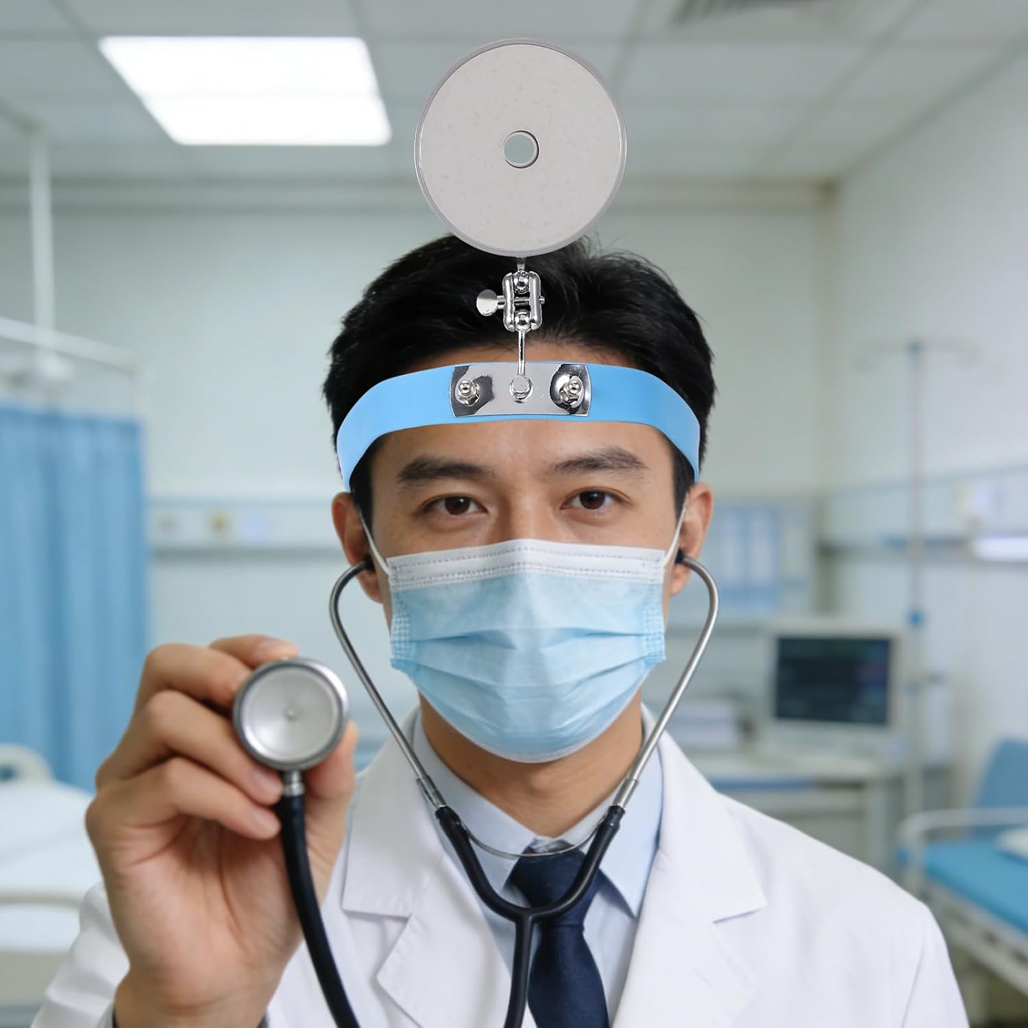 1 Set Otolaryngologist Headband Mirror Reflector - Physician Headband Exam Mirror with Hook and Loop Fastener - ENT Office Reflector for Ear Nose Throat Examination