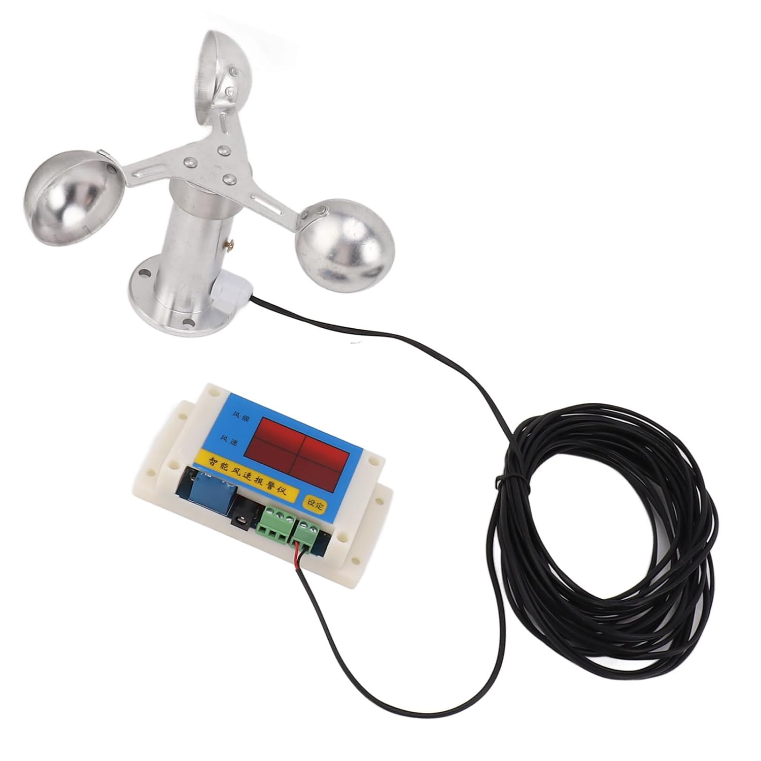 Tower Crane Wind Speed Meter, Alarm Device 3 Fan Blades Anemometer Instrument for Construction Railway Weather Station Wide Measuring Range