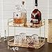 Coffee Bar Accessories, Station Organizers,Large Capacity Storage with Drain Board,Whisky Tray,Mug Tea Cup Holder Coffee Bar Organizer,Amber Gold