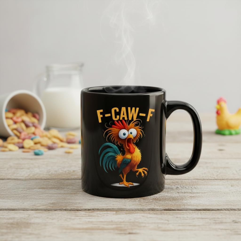ANOVEL F-Caw-F Funny Chicken Mug White Elephant Gifts FCawF Coffee Cup 11oz