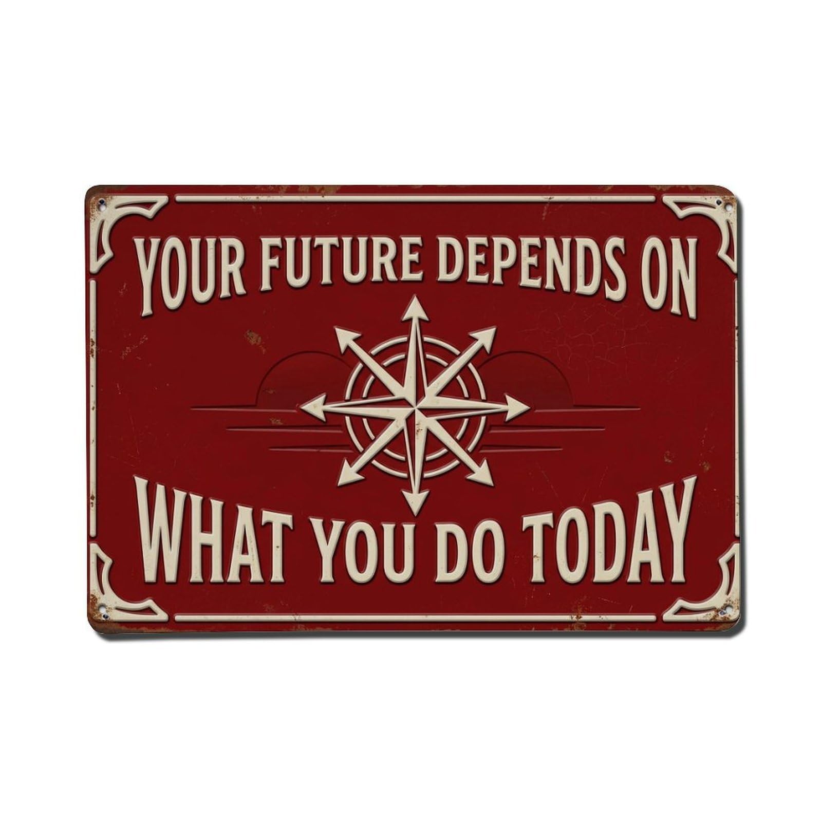 Future Depends What Garage Retro Motivational Slogans Vintage Metal Tin Sign Plaque Wall Decor for Cafe, Club, Garden Metal Poster 8x12Inch