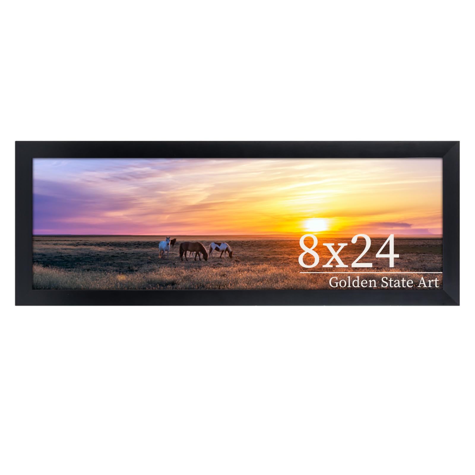 Golden State Art 8x24 Picture Frame Black Solid Wood