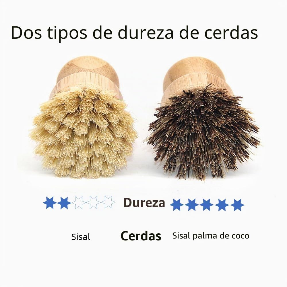 Cepillo de Madera para Ollas, Platos, Frutas y Fregadero - 2 Piezas
