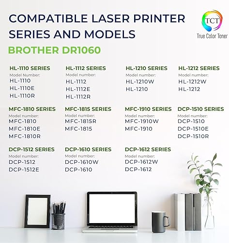Miniatura 2 de TCT Unidad de tambor de repuesto compatible con Brother DR-1060 DR1060, color negro, funciona con impresoras Brother HL-1110 1110E 1110R 1210W