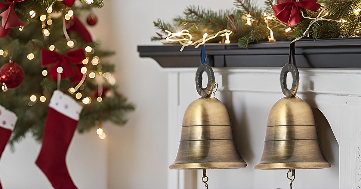 Antique-Gold Plain Indian Brass Bells Jingle Bells Home Door Décor Crafts Bells Christmas Decor Bells Pet Bells Christmas Craft Bells in Various Size and Set. (2, 2 inch)