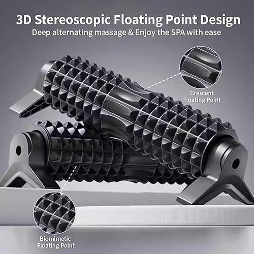 Miniatura 3 de Rodillo de espuma con soporte, masajeador muscular de tejido profundo firme de 21 pulgadas para dolor de piernas y dolores musculares (negro)