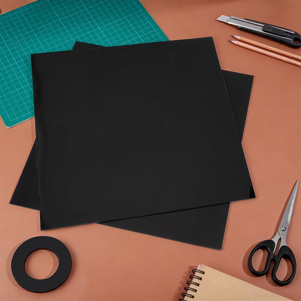 BENECREAT 2pcs 300x300mm Tapis en Silicone Autoadhésif, Feuille de Silicone Noire de 3mm d'Épaisseur, Matériau de Joint en Silicone pour Projets DIY, Joints d'Étanchéité, Amortissement, Artisanat