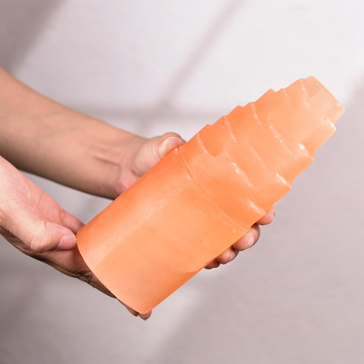 AMOYSTONE Orange Selenite Lamps Tower 8" Gemstones Crystals Night Light Table Decor, 3-4 lbs with Cord Led Bulb