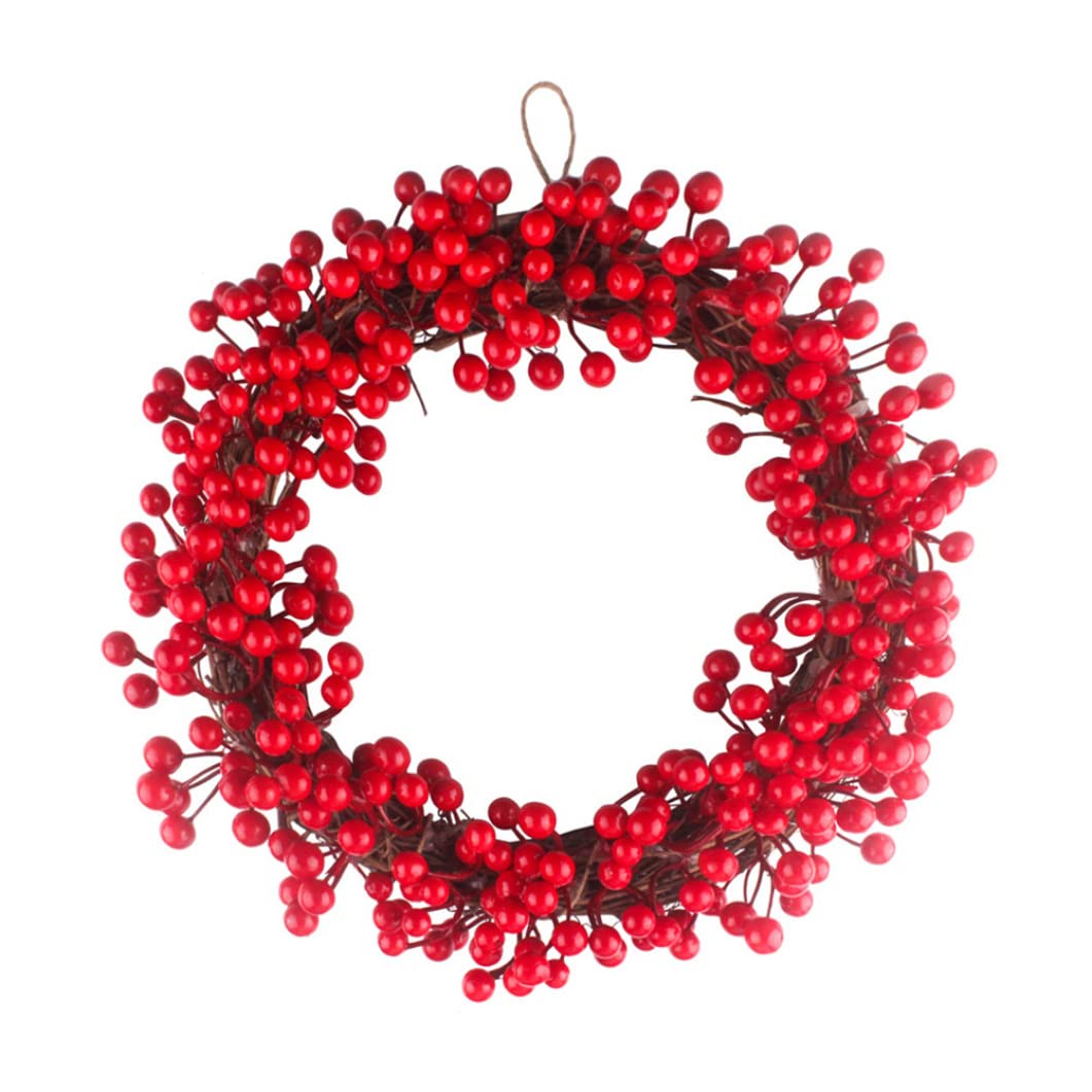 Wedhapy Christmas Door Wreath Red Berry Wreath 13.78inch Christmas Berries for Front Door Artificial Berries Xmas Hanging Decor for Home Decor