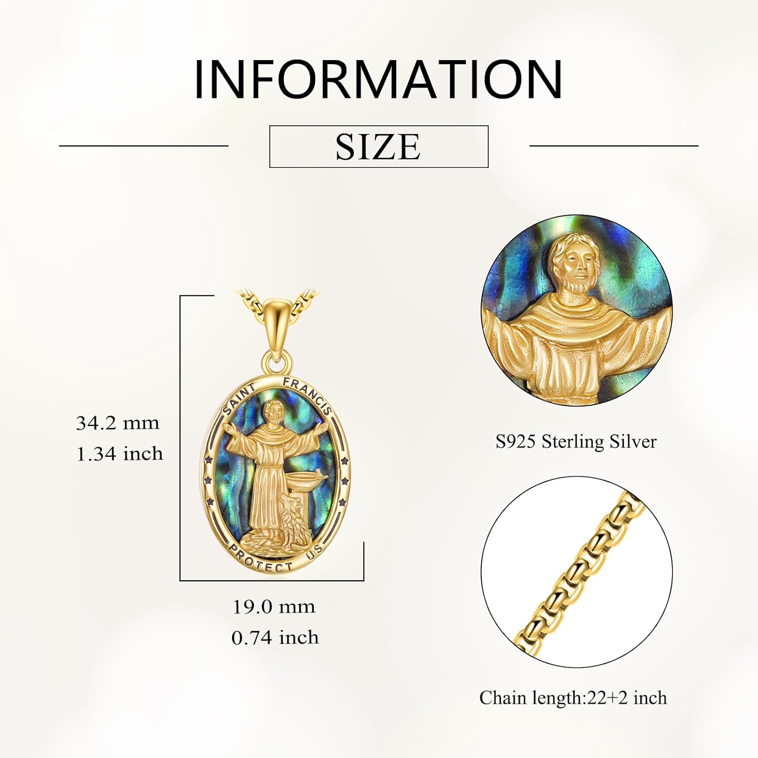 925 Sterling Silver Religious Medal St Michael St Raphael Memento Mori Santa Muerte Pendant Necklace Jewelry Gifts for Men Women - Image 3