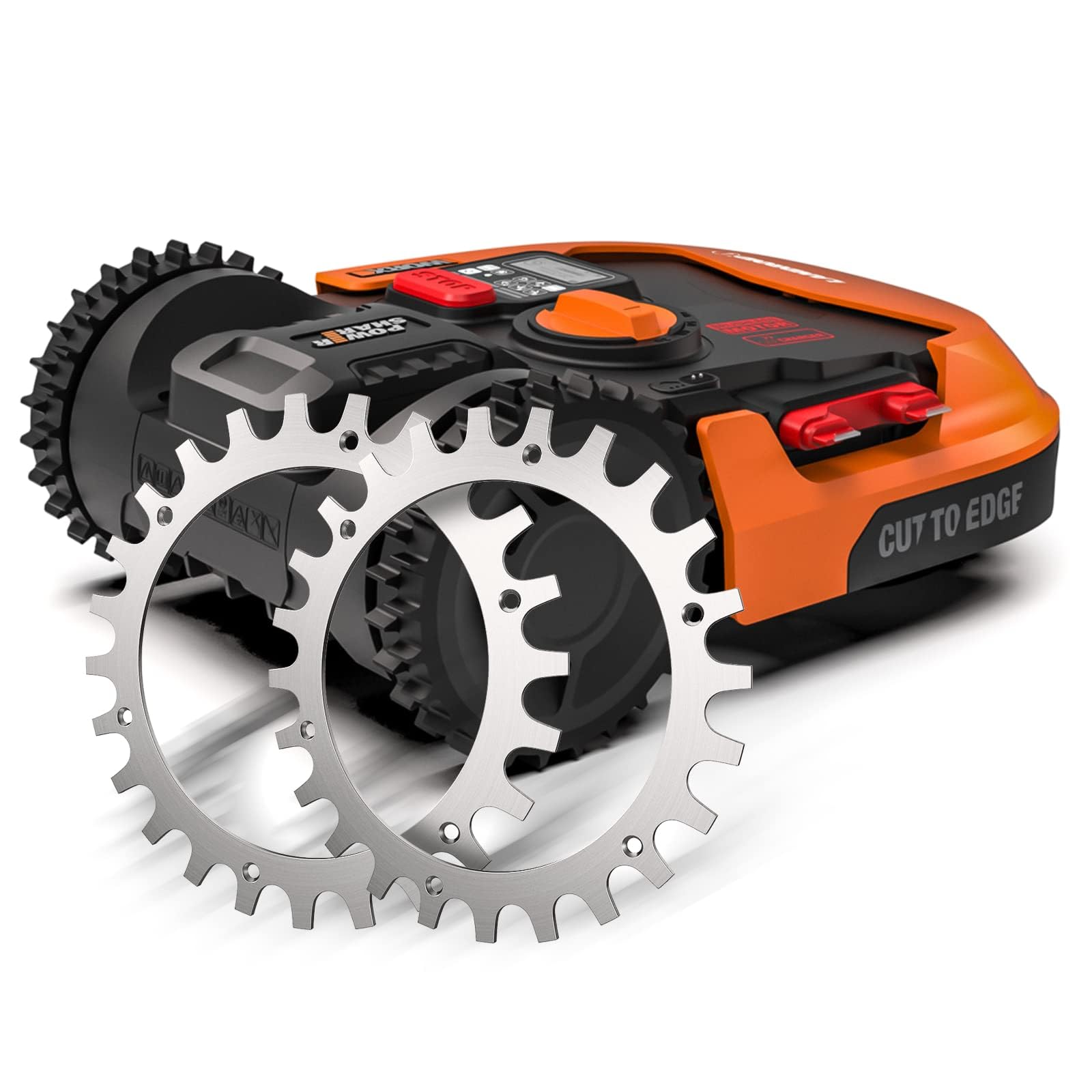 Kosiarka do kosiarki automatycznej do kosiarki Worx Landroid model S/M / kosiarka, grubość 2 mm, ulepszona trakcja, obniżone otwory na śruby, polerowane, rozmiar koła robota o średnicy 205 mm