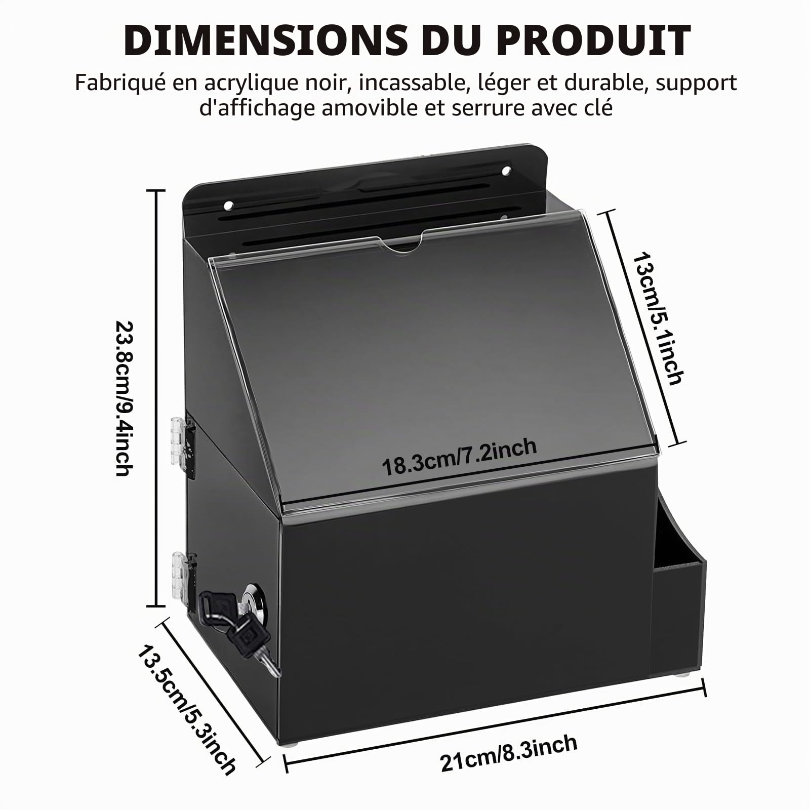 Boîte de Dons,Boîte à Suggestions,Boîtes de Commentaires avec Serrure pour Vote, Organisation Caritative, Concours