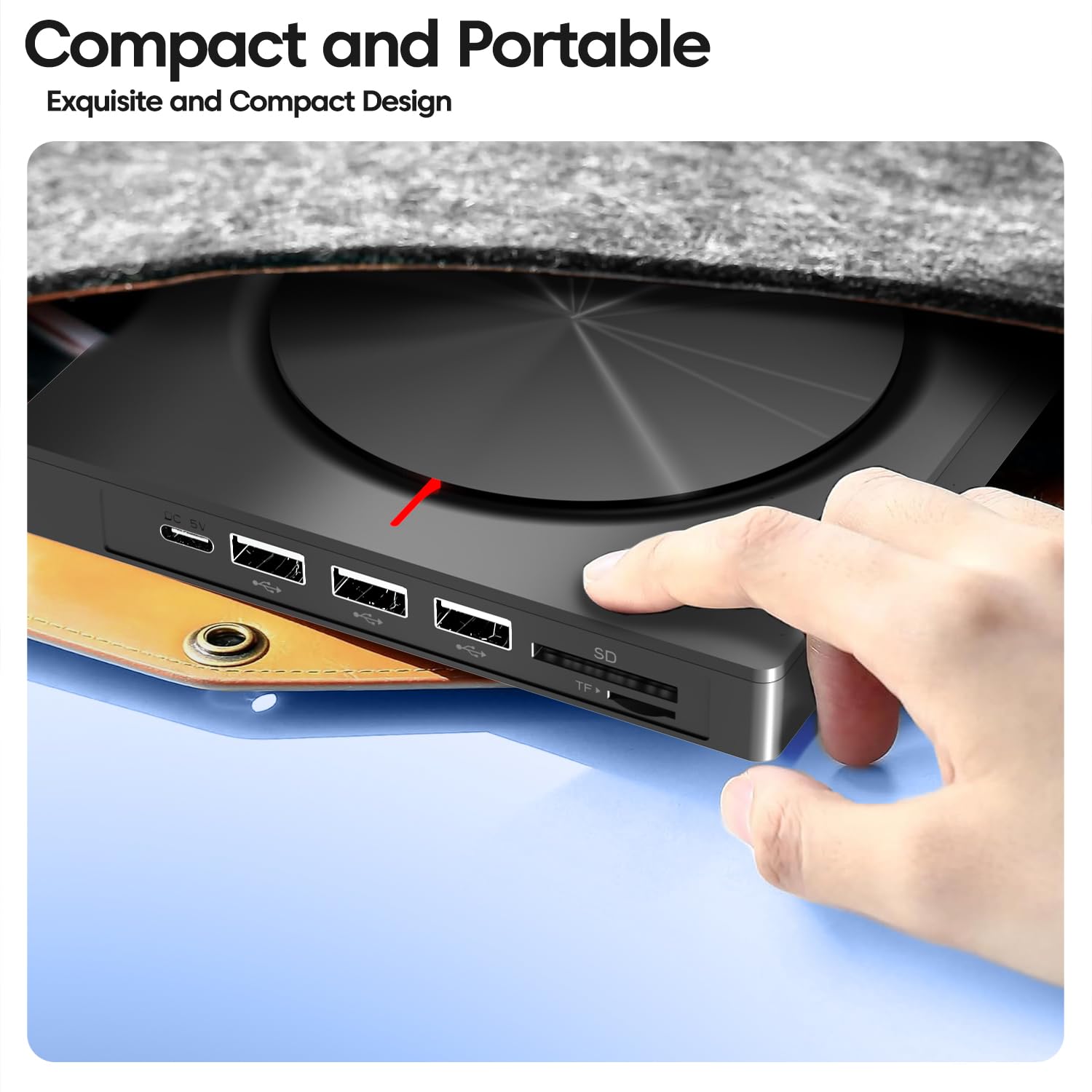 Sounce 8-in-1 External CD/DVD Drive - USB 3.0 & Hub -6