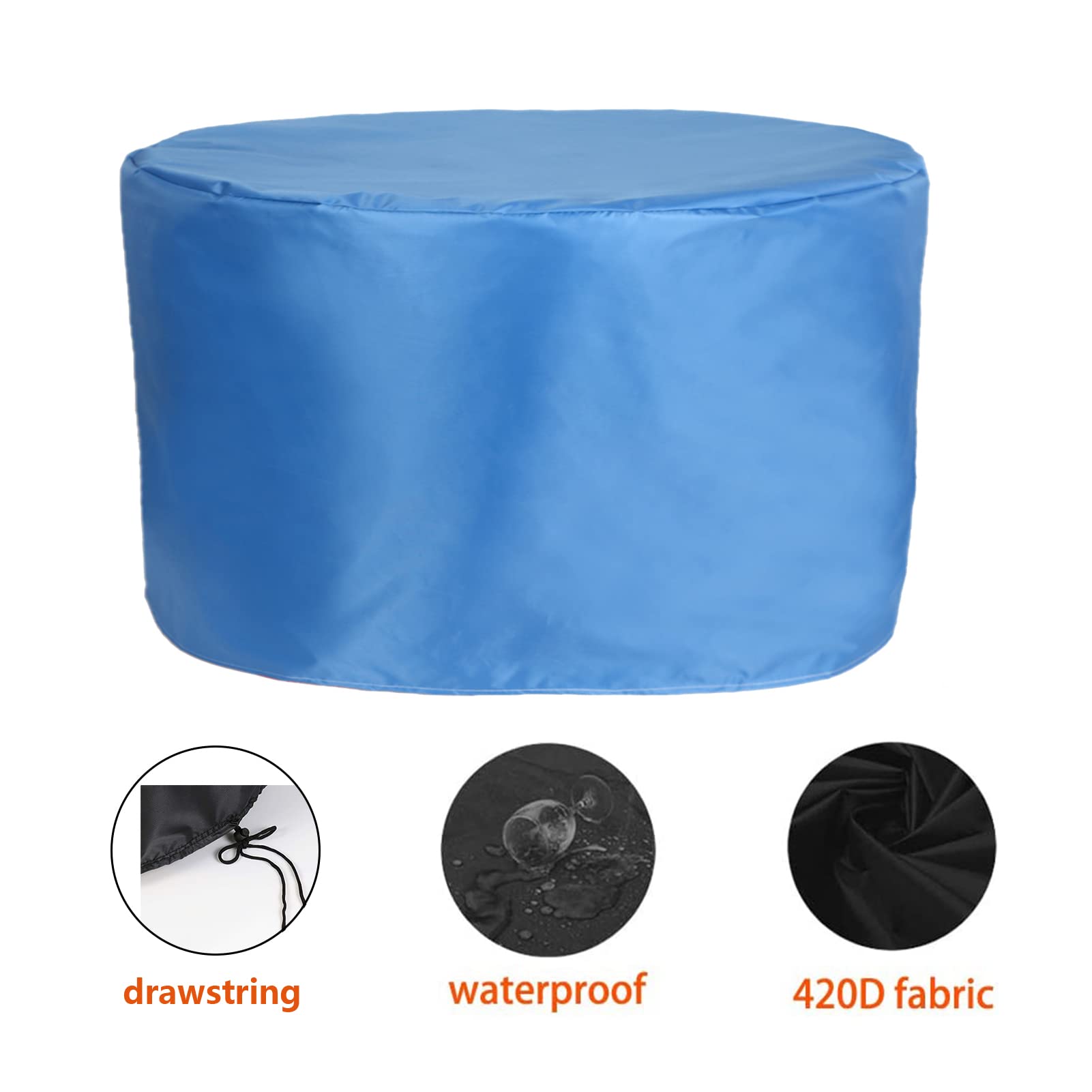 Copertura per Mobili da Giardino 185×110cm, Rotonda, Impermeabile, Antipolvere, Antivento e Anti-UV, Grande Copertura per Mobili da Esterno con Fibbia Antivento