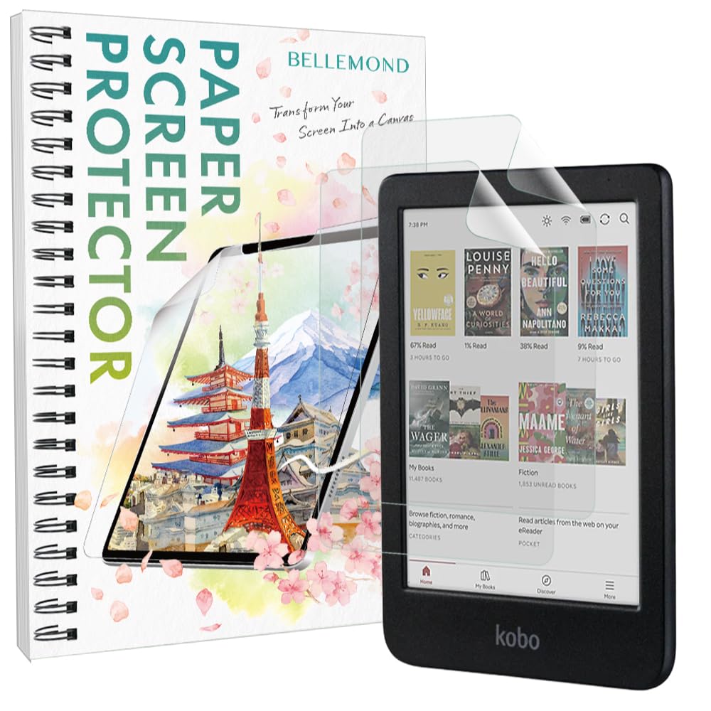 Photo 1 of BELLEMOND Kent Paper Screen Protector for Kobo Clara Color/BW 6", 2 Pack