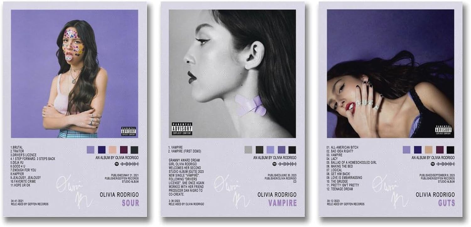 YHFKSIW Olivia Rodrigo Poster Canvas Art Poster en muurkunst foto afdruk (30 x 45 cm, 1