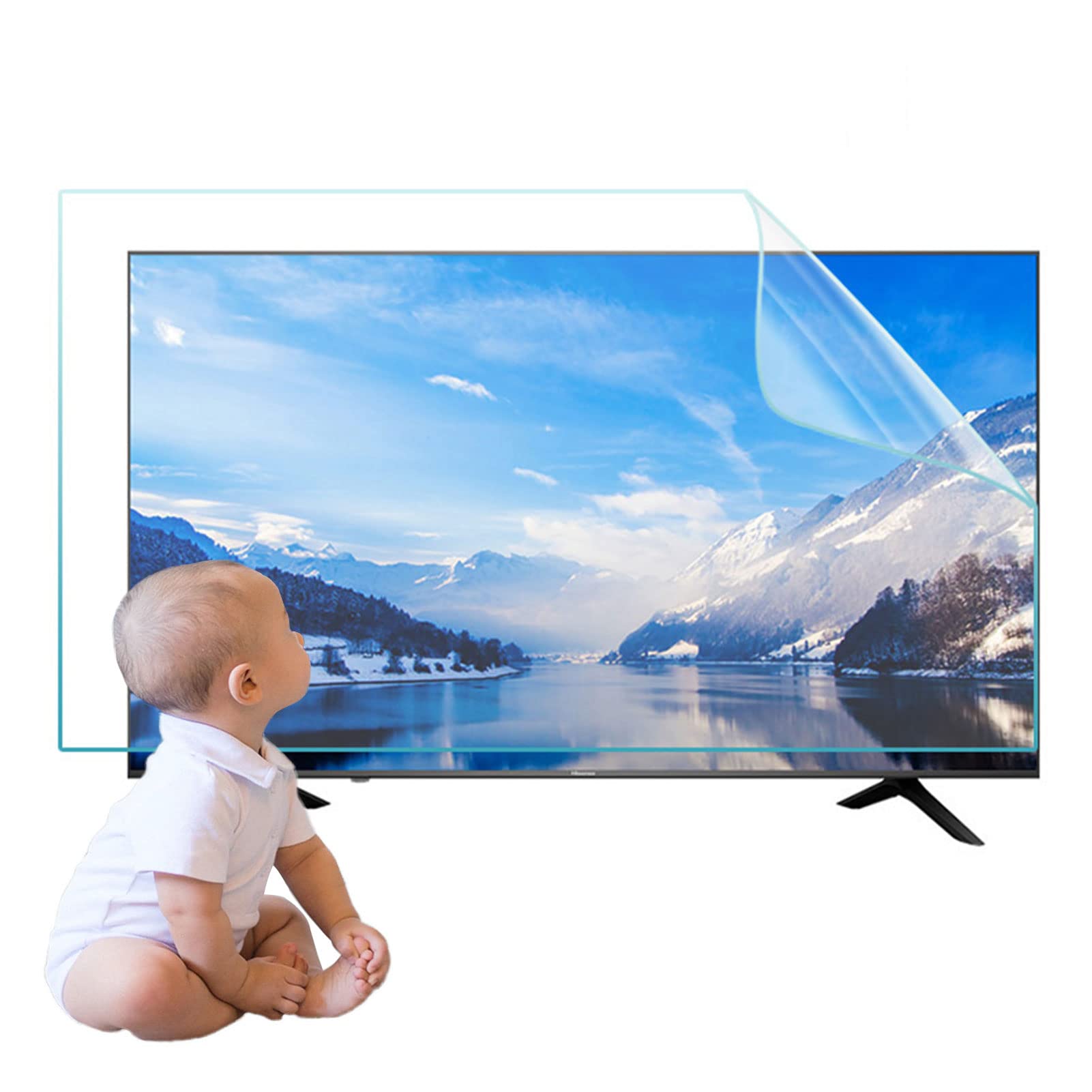 TV-Schutzfolie, Bildschirmschutz Blendschutzfolie for TV-Bildschirme, 43-75 Zoll LCD, Anti-Blaulicht-Schutzfolie for den Innen- und Außenbereich, kratzfest, for LCD, LED, OLED und QLED 4K HDTV(49"1075