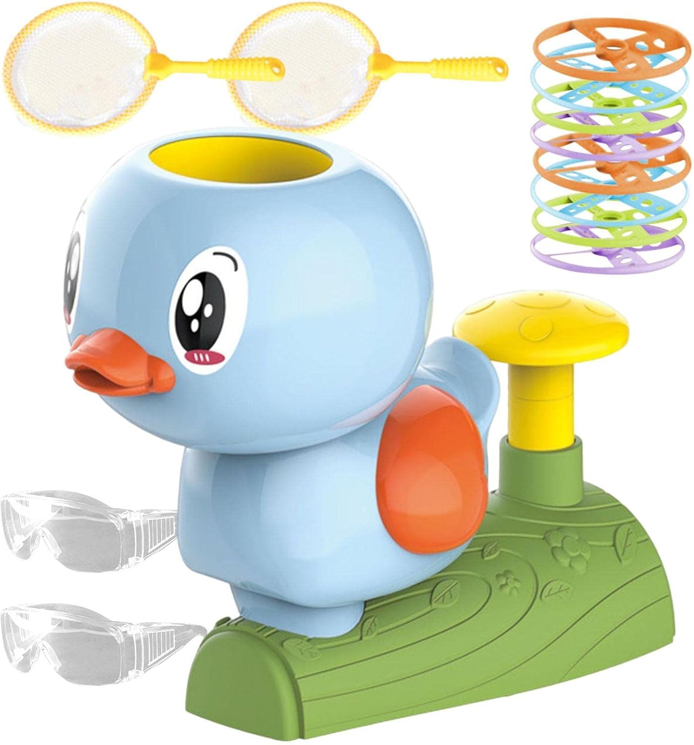 Amazon.co.jp 空飛ぶ円盤ランチャーのおもちゃ ステップ オン フライング ディスク ランチャー ダック シェイプ 空飛ぶ