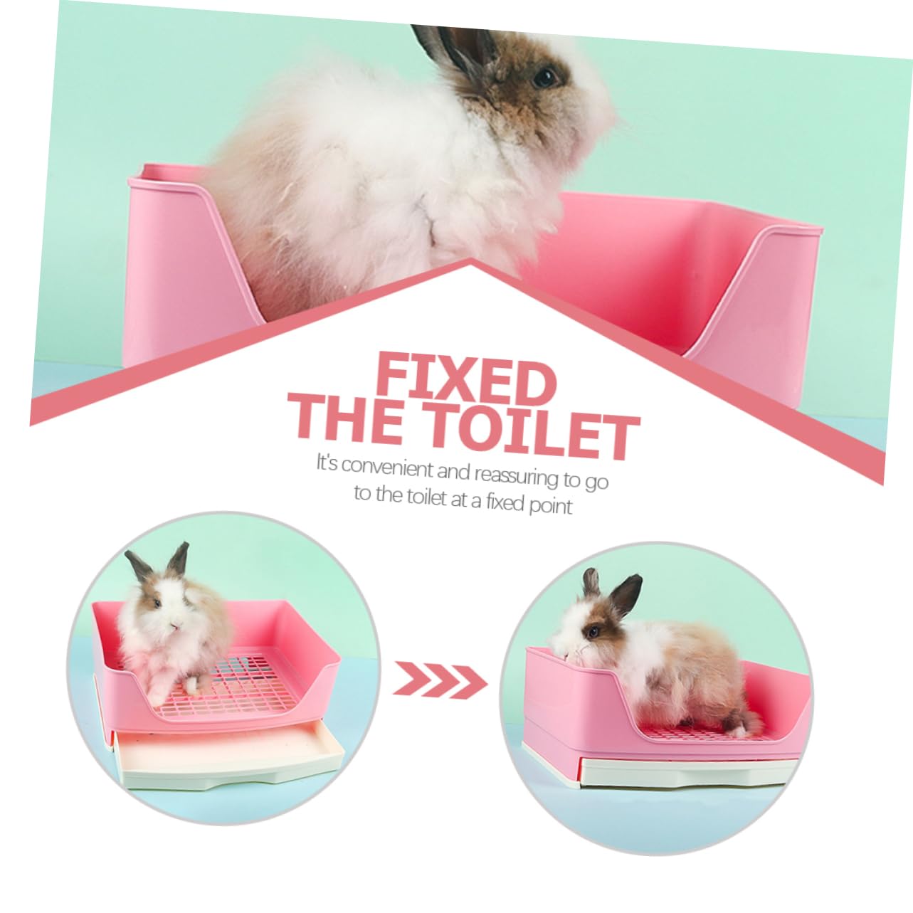 UPKOCH Toilette Lettiera Grande per Conigli Controllo Odori in Plastica Rosa per Coniglietti e Porcellini d'India, per Aree Esterne e Parchi