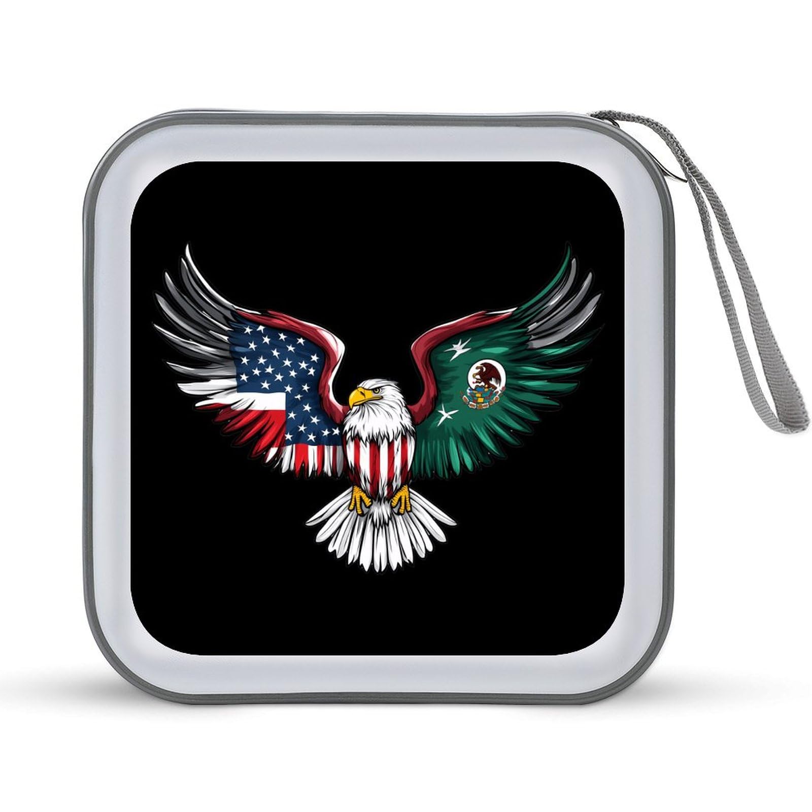 USA Mexico Friendship Ea-gle CD Case Portable DVD Holder Storage Organizer for Home Travel