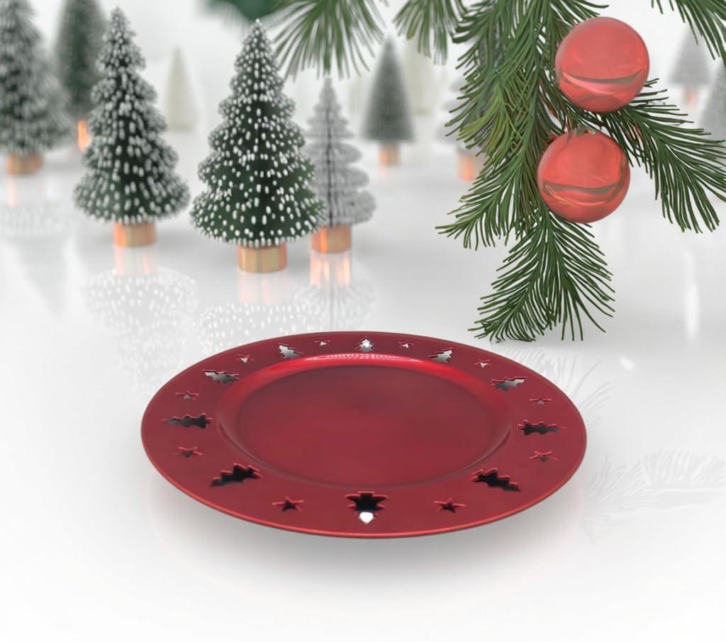 12 elegant table decorations for festive parties, Christmas tree round 13in reusable charger plates.