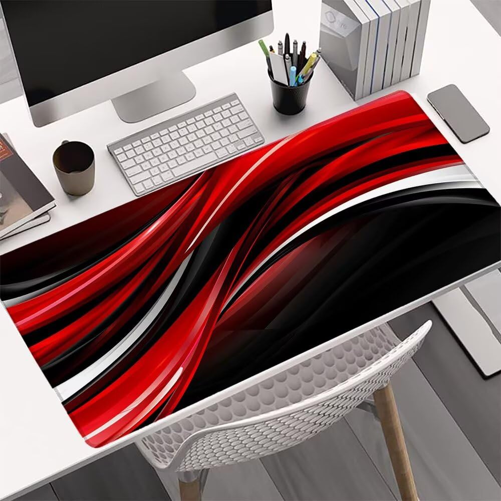 Alfombrilla de Ratón Gaming Negro, Alfombrilla Ratón XXL 1200x600x3mm, Grande Abstracto Mouse Pad con Bordes Cosidos, Impermeable Base de Antideslizante Caucho Tapete Rato para Oficina Gaming T-2