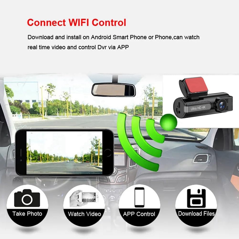 V21 Enregistreur de conduite HD 4K Vision nocturne et arrière Double lentille WiFi Suivi de connexion sans GPS