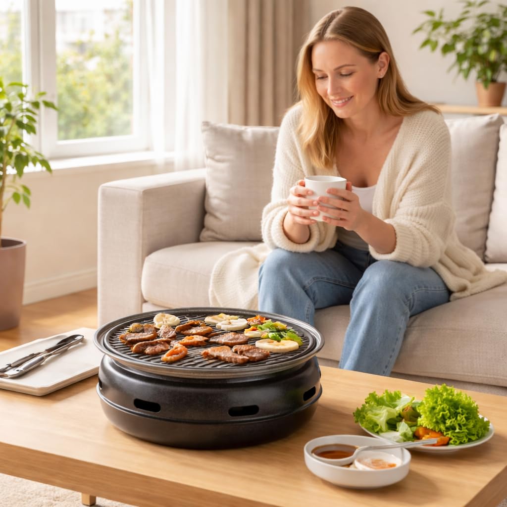 Barbecue Carbone, Barbecue a Carbone da Tavolo, Griglia BBQ Portatile per 5+ Persone, style to 2