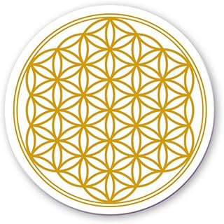 Raduly Barna Sottobicchieri per caraffe Tavolo Bar Vetro Fiore della Vita Mandala Oro, Diametro 140 mm