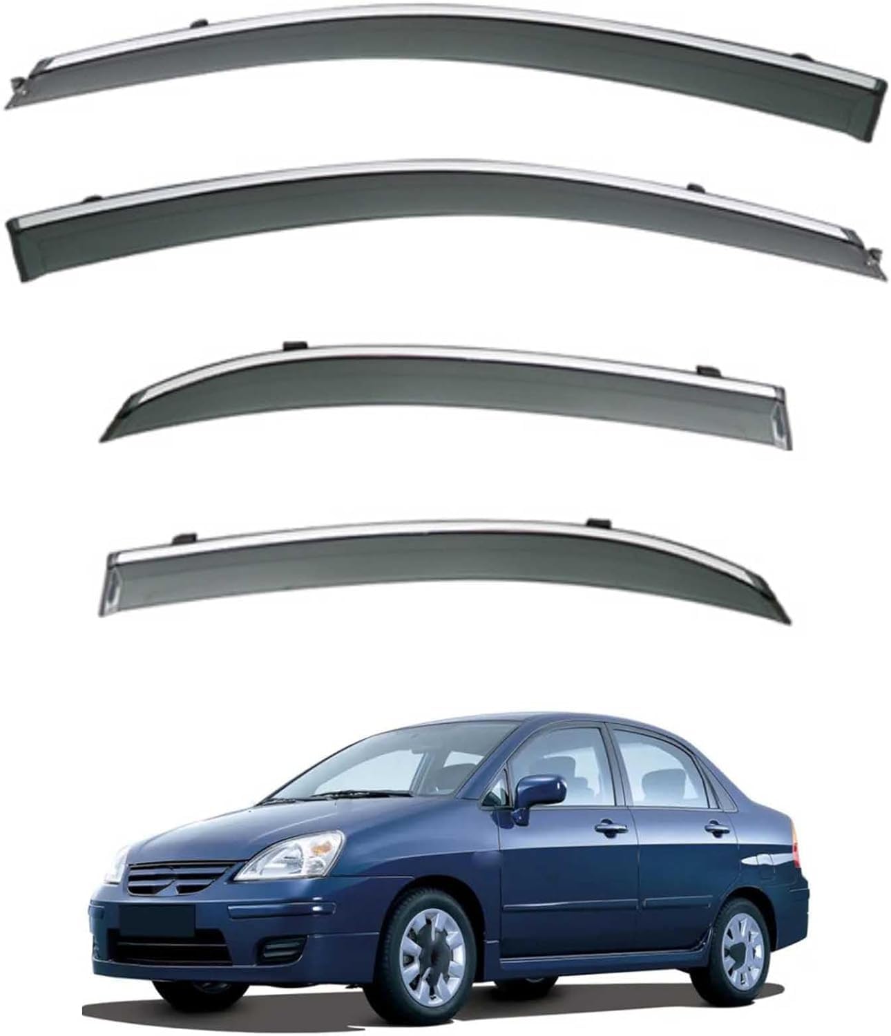 liufangfc Wind Deflectors for Liana Sedan MK1 2001-2018 – 4pc Tape-On Smoked Visors, Weatherproof, Anti-Salt/Snow, Low-Noise