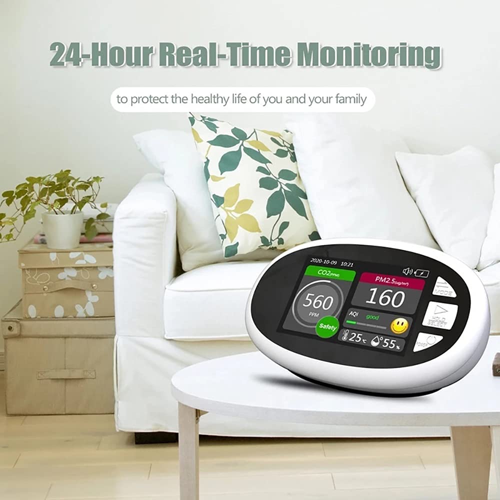 CO2 Carbon Dioxide Detector, PM2.5 Multifunctional, Air Quality Analyzer Monitor Indoor, Meter Temp Humidity Tester
