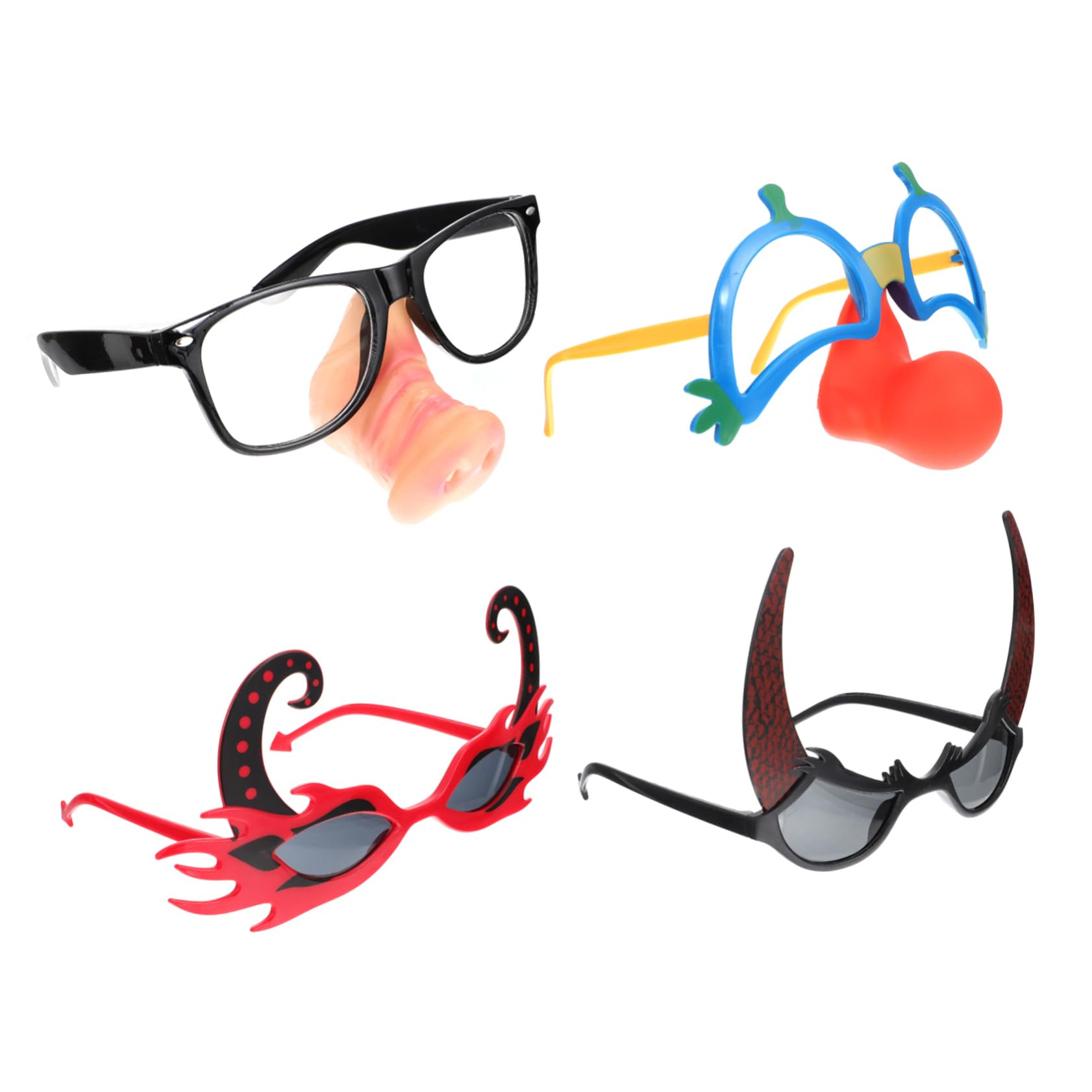 BESTYASH Funny Glasses for Party 4pcs Masquerade Glasses Frames Perfect for Cosplay Birthday