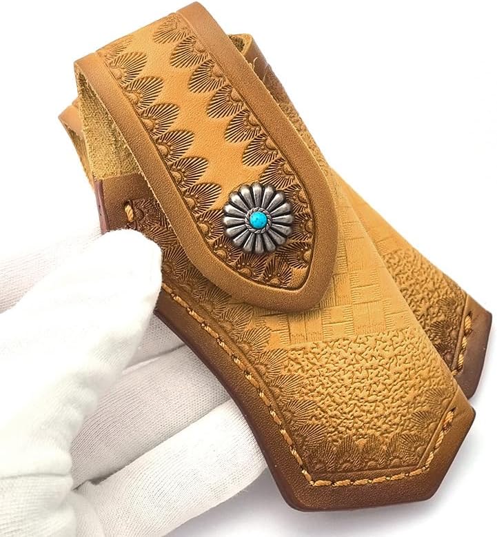 1PC Leather Knife Sheath with Belt Loop and Snap Closure, Universal Knife Protector Case Fits for Outdoor Pocket Knives