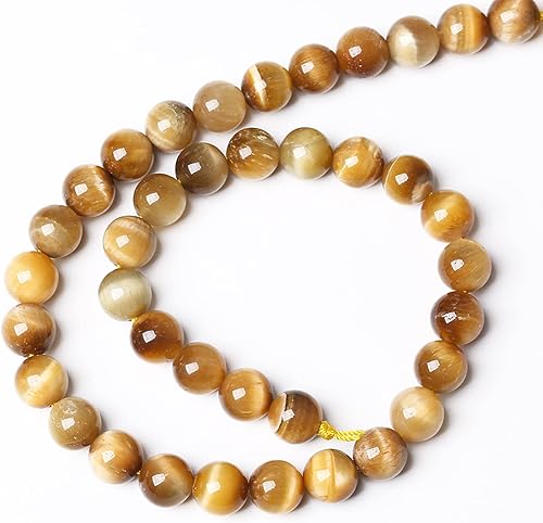 Miniatura 5 de 45 cuentas de piedras preciosas naturales de ojo de tigre dorado de 0.315 in, cuentas sueltas y espaciadoras redondas para hacer joyas, pulseras,
