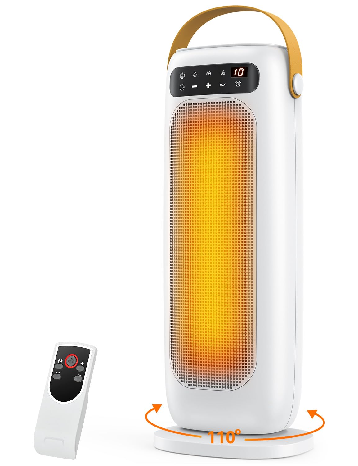 Calefactor Bajo Consumo, 1500W PTC Calefactor Ceramico Electrico, 4 Modos con Control Remoto, Protección Contra Sobrecalentamiento y Vuelco, Temporizador de 1 a 10 h, para Oficina, Dormitorio y Casa