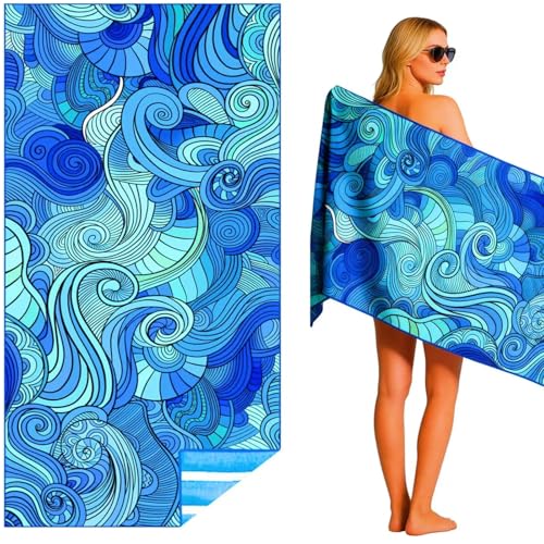 Puomue Microfiber Lightweight Beach Towel, 71 Inch X 32 Inch, Ultra Absorbent, Sand Free, Quick Dry,...