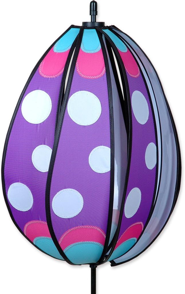 Premier 22344 Wind Garden Spinning Egg Wind Spinner, Purple Polka Dotted