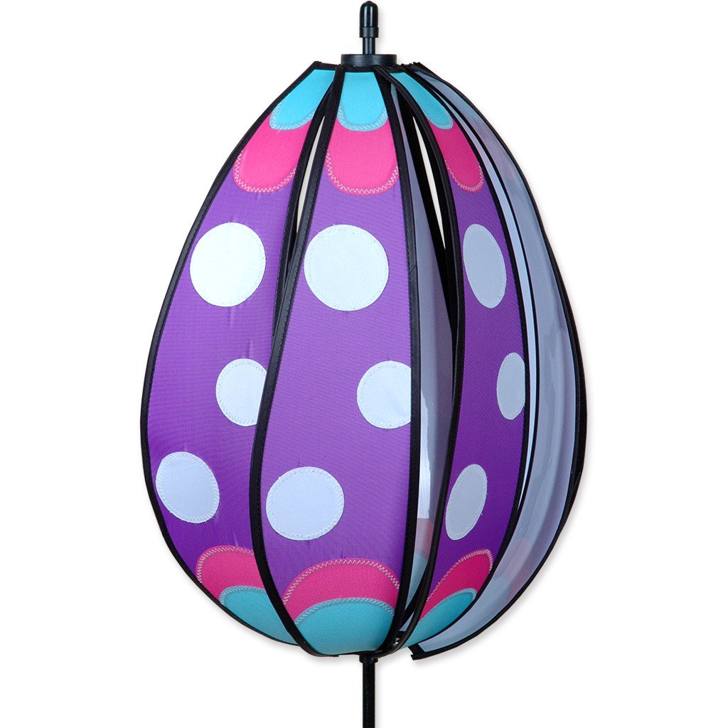 Premier 22344 Wind Garden Spinning Egg Wind Spinner, Purple Polka Dotted