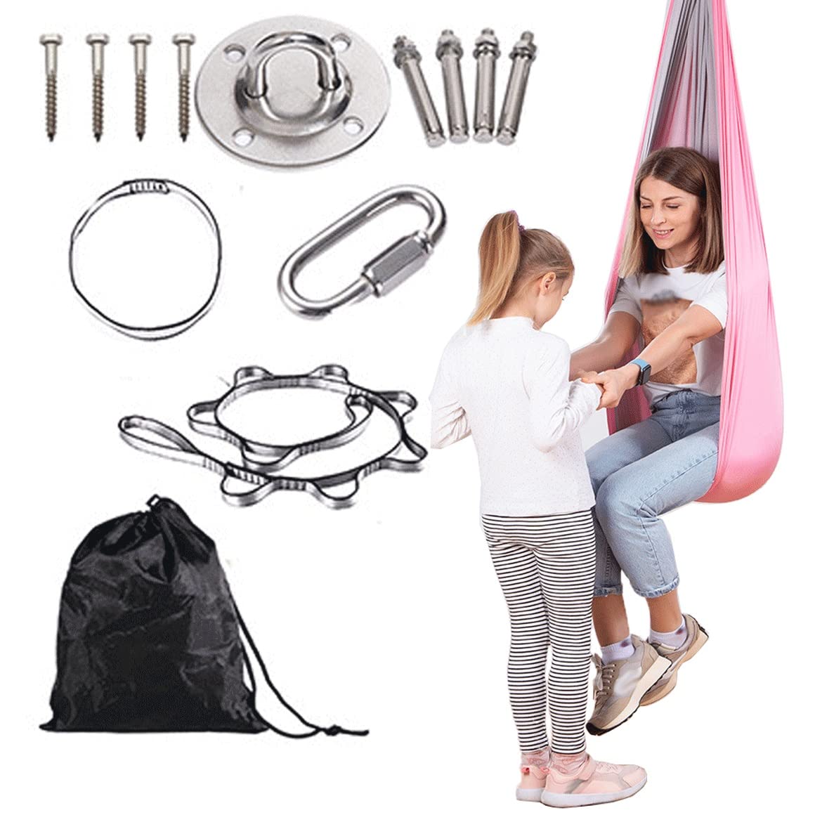 vivianan Sensory Swing Therapy Swing for Children with Special Needs Cuddle Swing Indoor Outdoor Kids Adjustable Hammock Strap Accessories for Autism, Processing Disorders