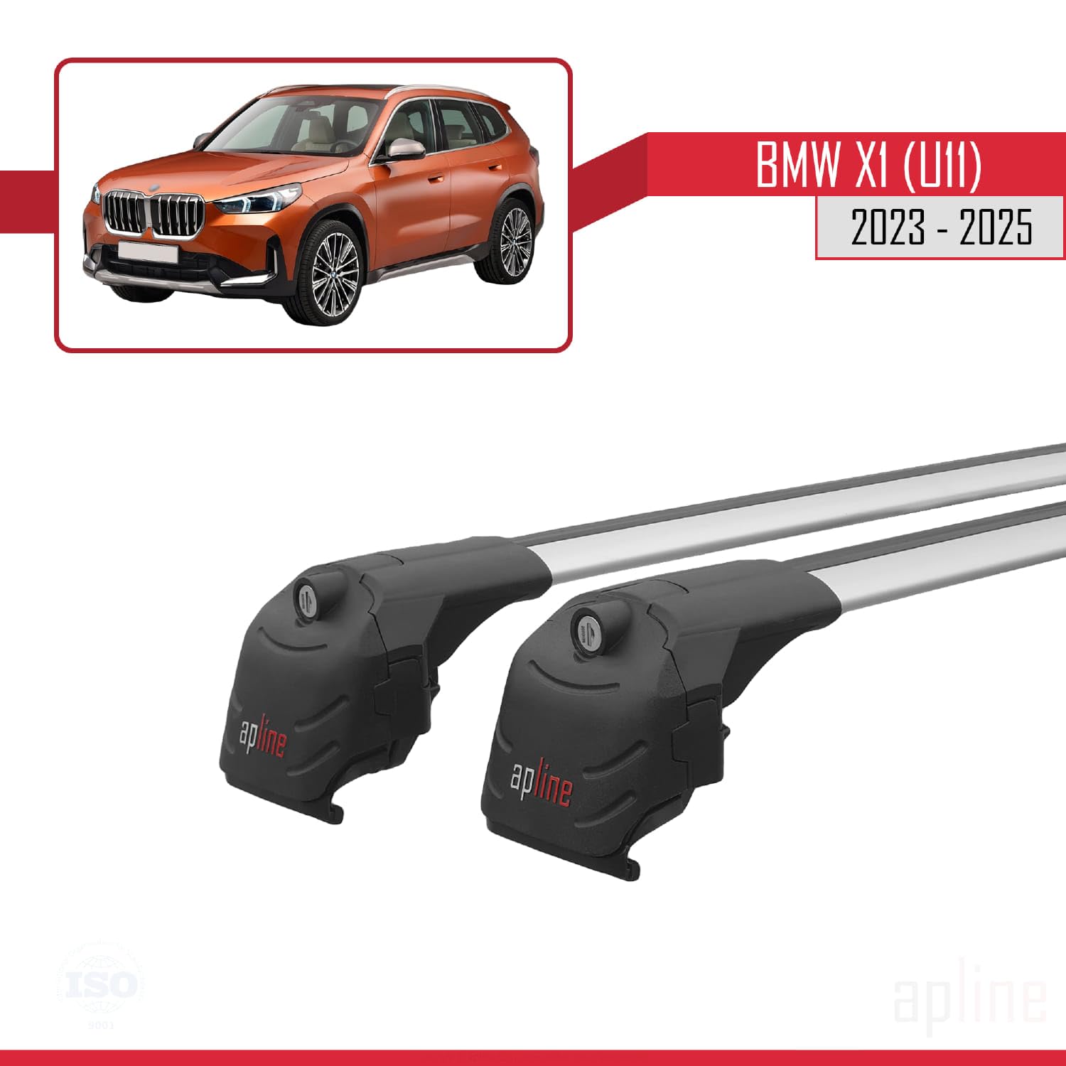 Compatibile con BMW X1 (U11) 2023-2026 Modello ACE-2 Barre Tetto Portapacchi Auto Barre Portatutto Grigio Alluminio 2 Barre