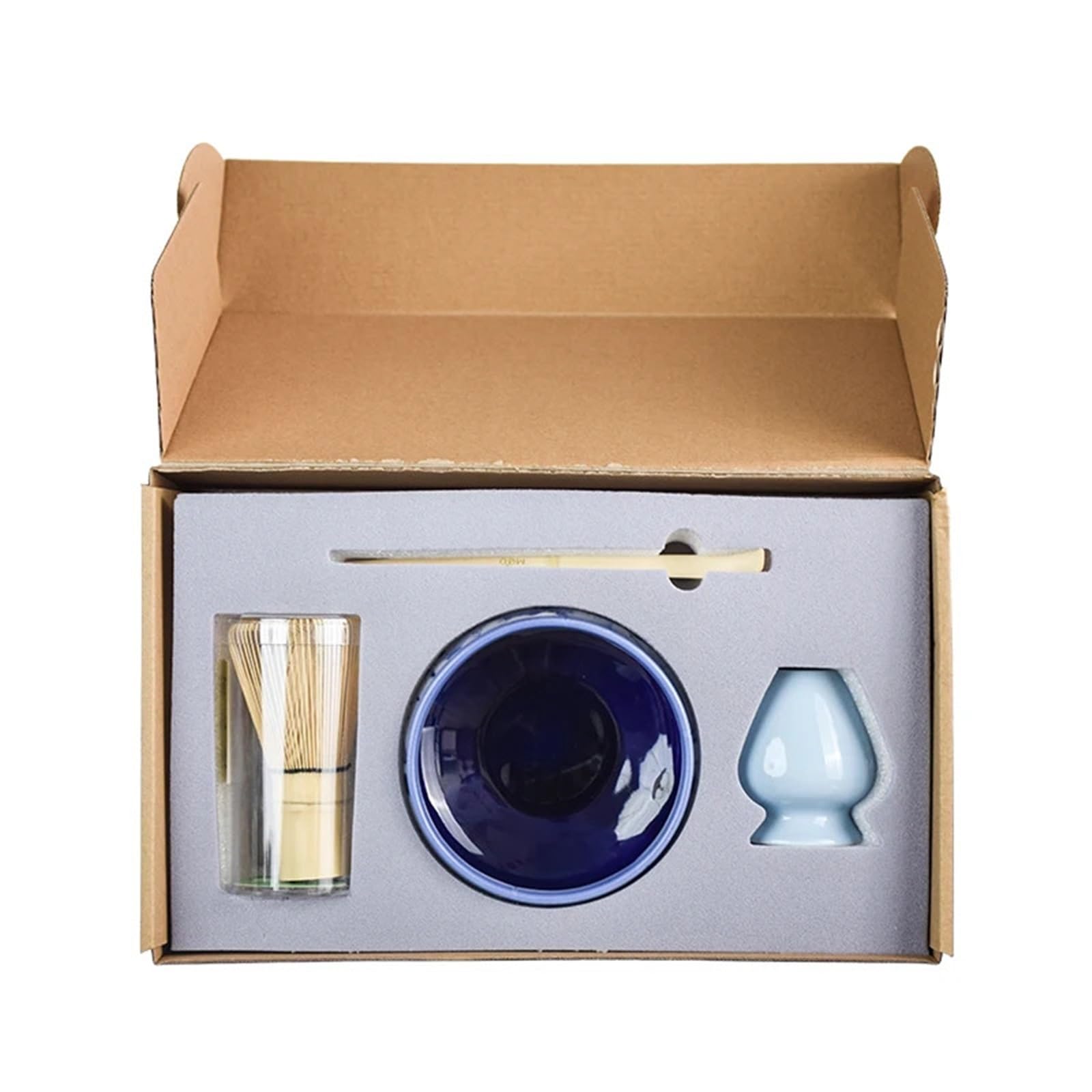 Juego de 4 piezas de té Matcha hecho a mano, fácil de limpiar, con soporte, cuenco, batidor, cuchara, accesorios tradicionales for ceremonias. Juego de Té Matcha(Black)