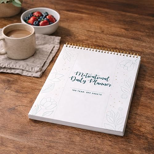 Miniatura 3 de Agenda diaria con espiral, 100 hojas sin fecha, bloc de notas de escritorio, calendario motivacional, organizador, rastreador de productividad,