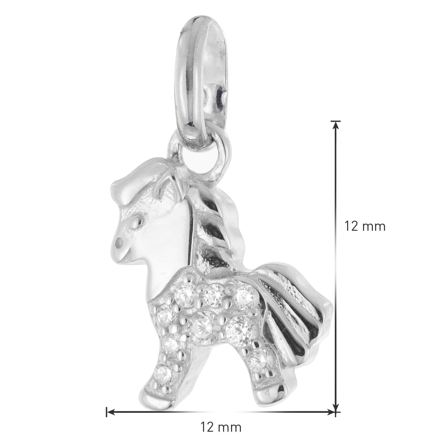 trendor Collana per bambini in argento 925 con ciondolo a forma di cavallo, gioiello senza tempo per ragazze, accessorio alla moda 21098