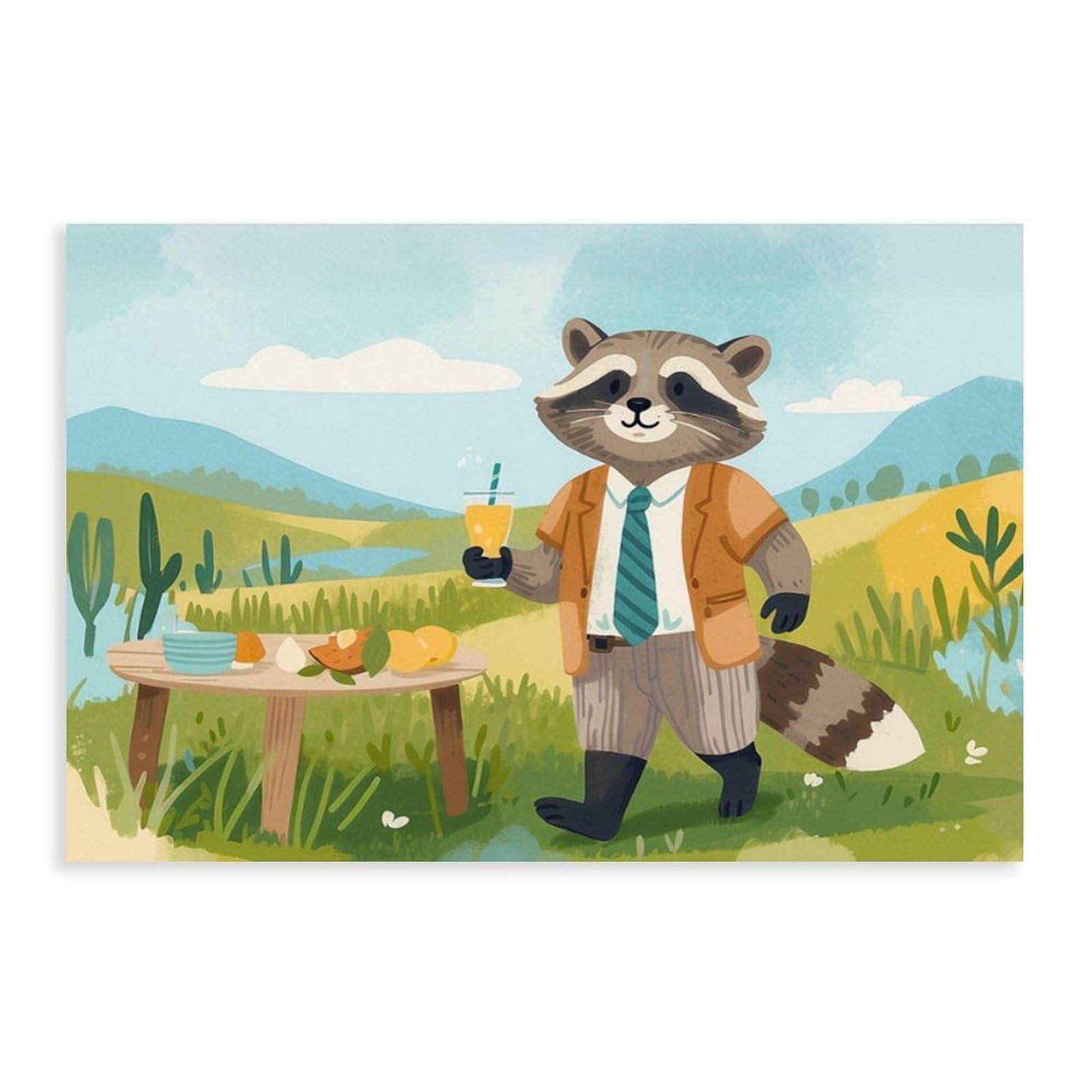 Bareronor Raccoon Canvas Poster for Office Decor Gift