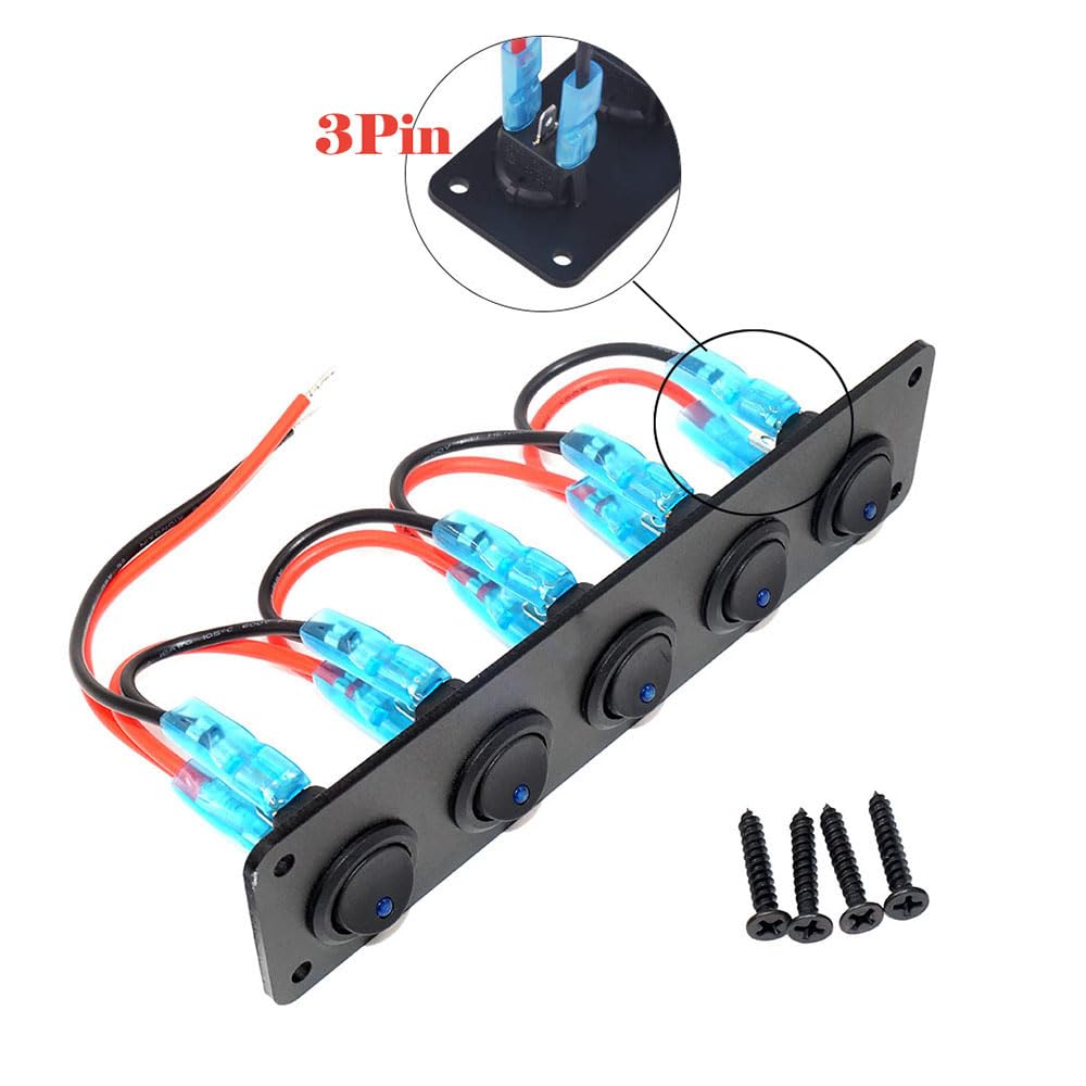 5 pannelli di controllo indipendenti per veicoli da 12 V a 24 V, auto, barca, SUV, camion, yacht, camper (pannello switch -A)