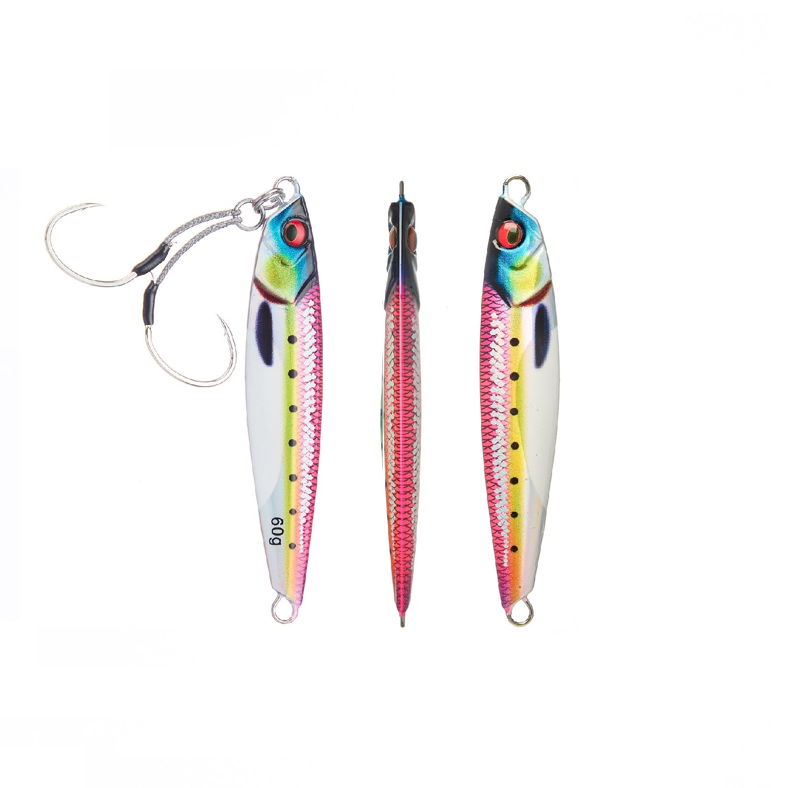 OCEAN CAT Long Casting Lead Metal Flat Slow Fall Pitch Fishing Jigs Lures Sinking Vertical Shore Jigging Bait with Hook for Saltwater Fishing 20g 40g